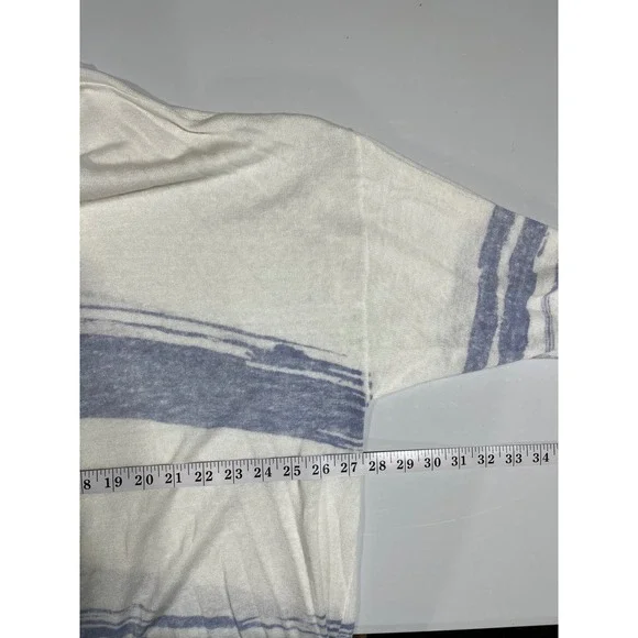 Pure Jill J. Jill Striped Linen Blend Open Front Long Cardigan Womens 3X Coastal - Picture 7 of 11